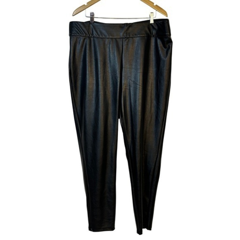 Lane Bryant Faux Leather Leggings Pants‎ Size 26/28 Black Pleather KC